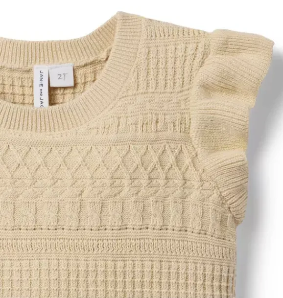 Janie and Jack Sweaters & Sweatshirts-Textured Flutter Sleeve Sweater oatmeal cookie