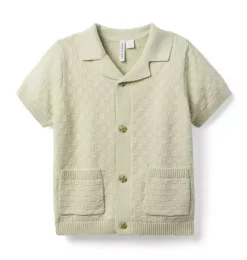 Janie and Jack Polos|Sweaters & Sweatshirts-Textured Knit Collared Sweater bone