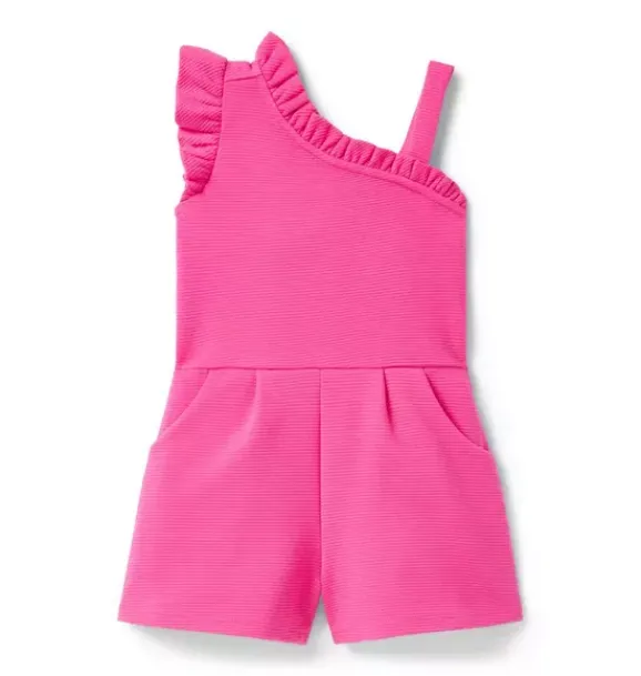 Janie and Jack Rompers & Jumpsuits-Textured Ruffle Shoulder Romper pink melon