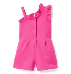 Janie and Jack Rompers & Jumpsuits-Textured Ruffle Shoulder Romper pink melon
