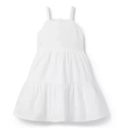 Janie and Jack Dresses-Textured Stripe Tiered Dress white