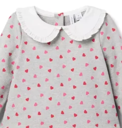 Janie and Jack Dresses-The All Heart Collared Dress soft grey heather heart