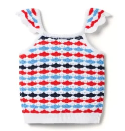 Janie and Jack Sweaters & Sweatshirts|Sleeveless Tops-The Americana Crochet Top white stripe