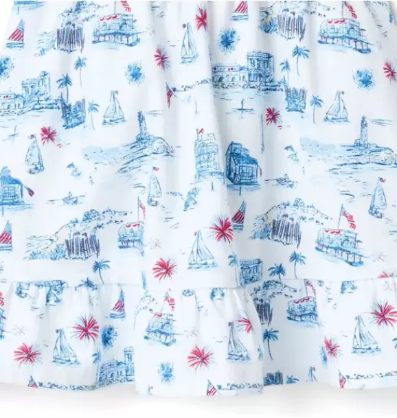 Janie and Jack Swim Outfits|Dresses-The Americana Toile Dress white americana toile