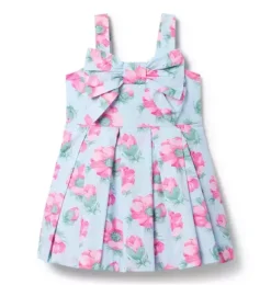 Janie and Jack Dresses-The Blossom Bow Dress light blue floral