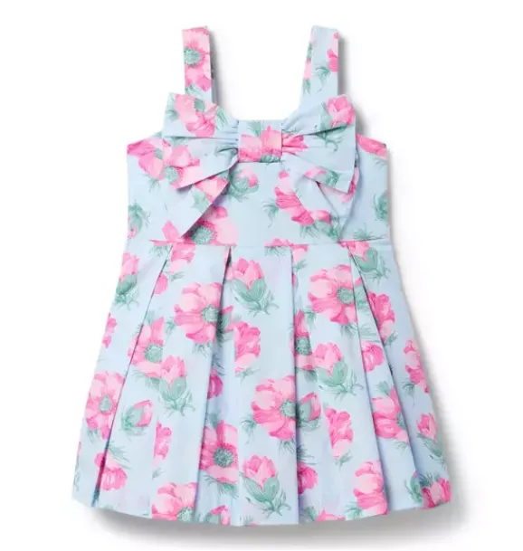 Janie and Jack Dresses-The Blossom Bow Dress light blue floral