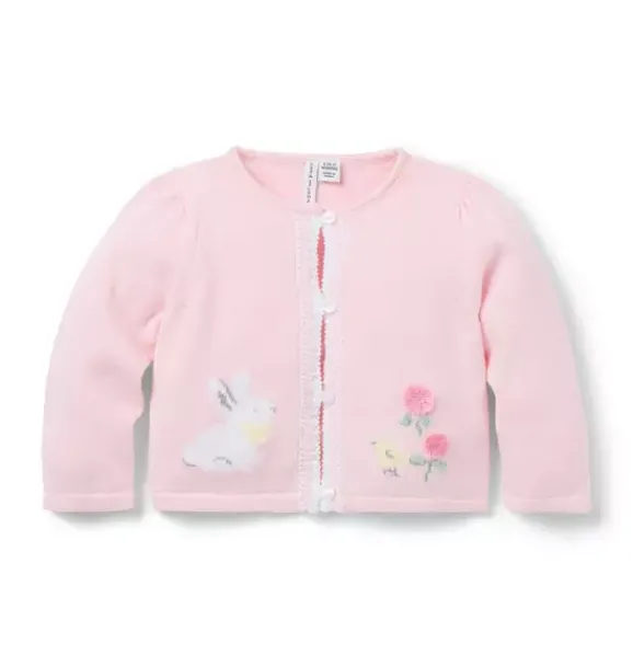 Janie and Jack Sweaters & Jackets-The Bunny Baby Cardigan pale pink