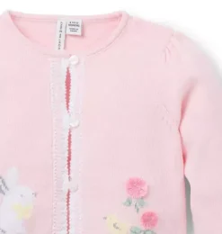 Janie and Jack Sweaters & Jackets-The Bunny Baby Cardigan pale pink
