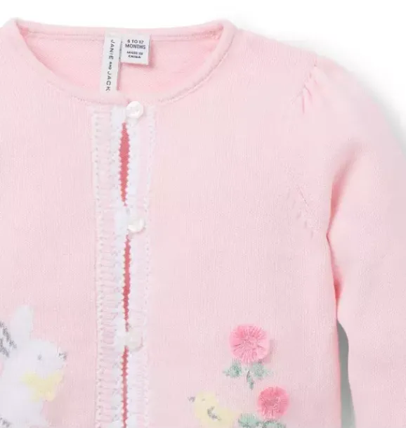 Janie and Jack Sweaters & Jackets-The Bunny Baby Cardigan pale pink