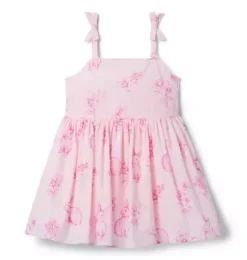 Janie and Jack Dresses-The Bunny Bouquet Dress pale pink bunny floral