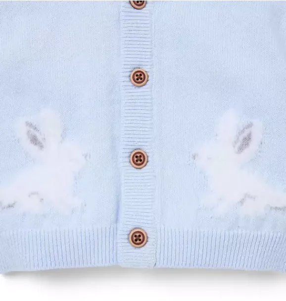 Janie and Jack Sweaters & Jackets-The Bunny Shawl Collar Baby Cardigan light blue