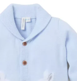 Janie and Jack Sweaters & Jackets-The Bunny Shawl Collar Baby Cardigan light blue