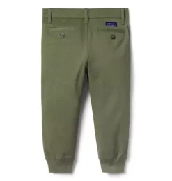 Janie and Jack Pants-The Button Twill Jogger deep olive green