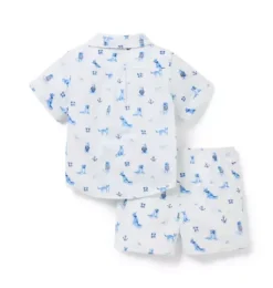 Janie and Jack Sets-The Cabana Matching Baby Set white nautical dog