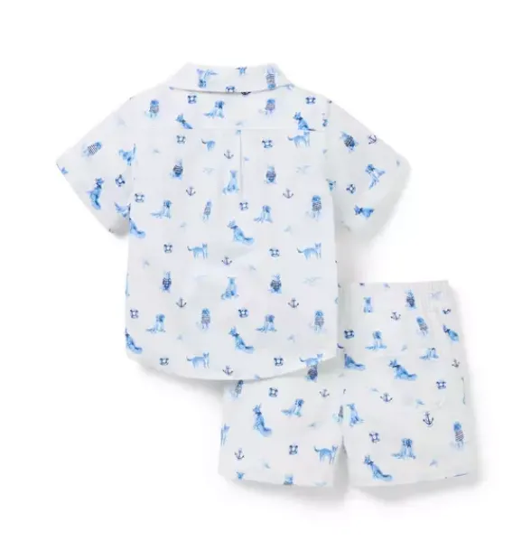 Janie and Jack Sets-The Cabana Matching Baby Set white nautical dog