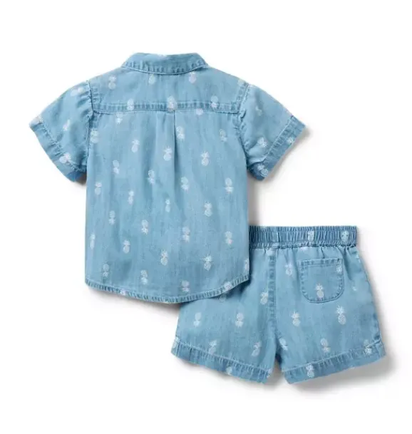 Janie and Jack Sets-The Cabana Matching Baby Set light wash pineapple