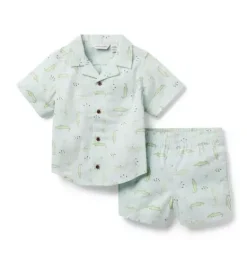Janie and Jack Online Exclusives|Sets-The Cabana Matching Baby Set ice blue alligator