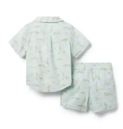 Janie and Jack Online Exclusives|Sets-The Cabana Matching Baby Set ice blue alligator