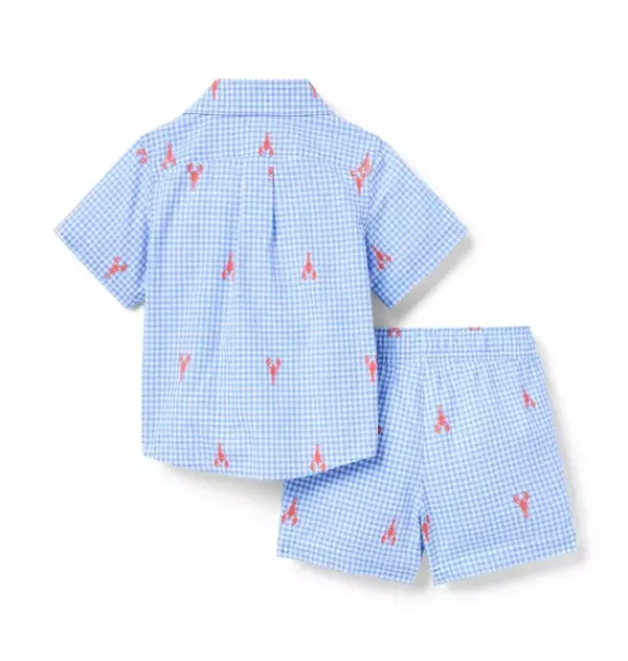 Janie and Jack Sets-The Cabana Matching Baby Set soft blue gingham