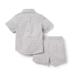 Janie and Jack Sets-The Cabana Matching Baby Set classic grey heather gingham