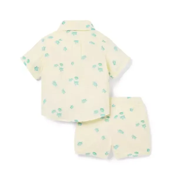 Janie and Jack Sets-The Cabana Matching Baby Set freshwater pearl sea turtle