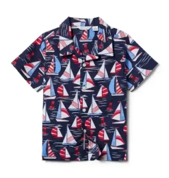 Janie and Jack Swim Outfits|Matching Sets-The Cabana Shirt merchant marine sailboat