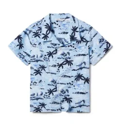 Janie and Jack Swim Outfits|Matching Sets-The Cabana Shirt light blue palm