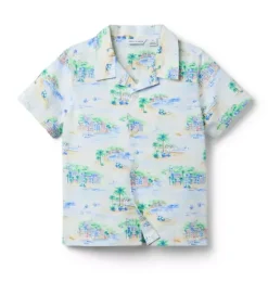 Janie and Jack Family Matching|Swim Outfits-The Cabana Shirt jet ivory getaway