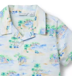 Janie and Jack Family Matching|Swim Outfits-The Cabana Shirt jet ivory getaway