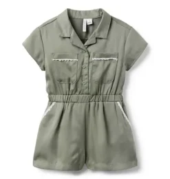 Janie and Jack Rompers & Jumpsuits-The Cargo Twill Romper coastline green