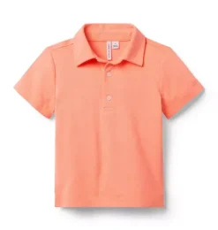 Janie and Jack Polos-The Classic Pique Polo bright salmon pink