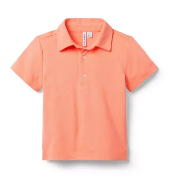 Janie and Jack Polos-The Classic Pique Polo bright salmon pink