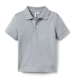 Janie and Jack Polos-The Classic Pique Polo classic grey heather