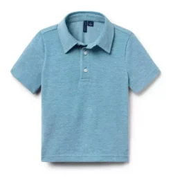 Janie and Jack Polos-The Classic Pique Polo surf blue heather