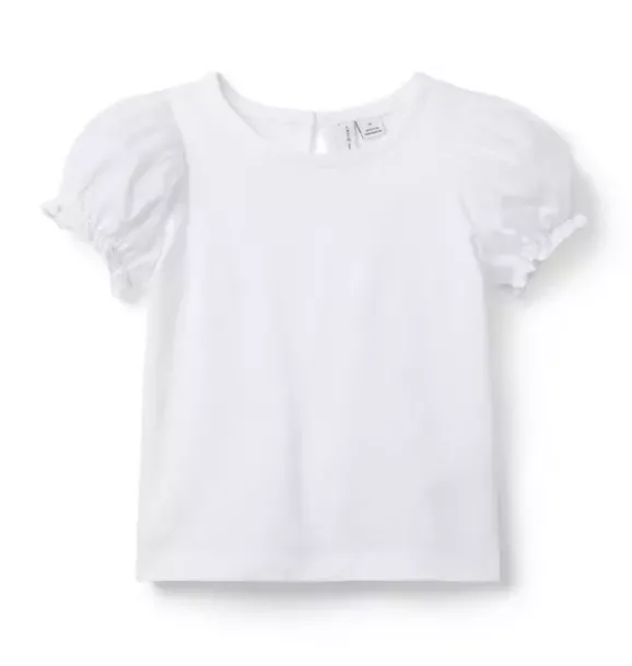 Janie and Jack Short Sleeve Tops-The Classic Puff Sleeve Top white
