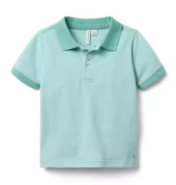 Janie and Jack Polos-The Colorblocked Pique Polo soft grass heather