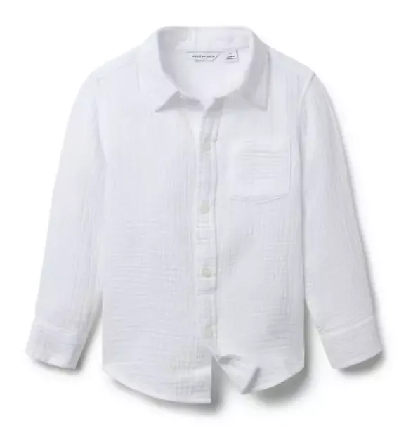 Janie and Jack Shirts-The Cotton Gauze Shirt white