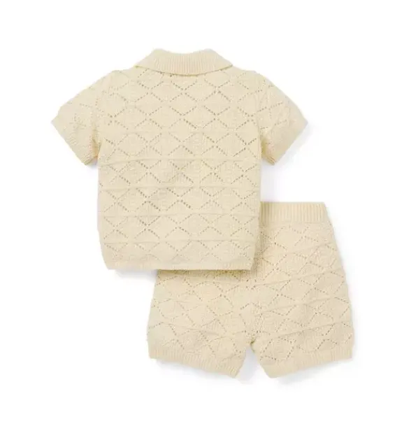 Janie and Jack Sets-The Crochet Cabana Matching Baby Set freshwater pearl