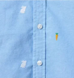 Janie and Jack Suiting|Shirts-The Embroidered Bunny Oxford Shirt ocean air heather