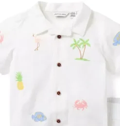 Janie and Jack Sets-The Embroidered Cabana Matching Baby Set white tropical icon