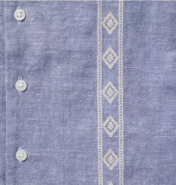 Janie and Jack Matching Sets|Shirts-The Embroidered Cabana Shirt rainy blue