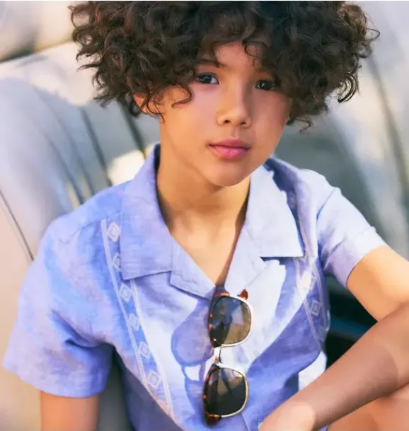 Janie and Jack Matching Sets|Shirts-The Embroidered Cabana Shirt rainy blue