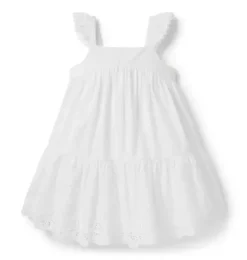 Janie and Jack Dresses-The Embroidered Floral Hem Dress white