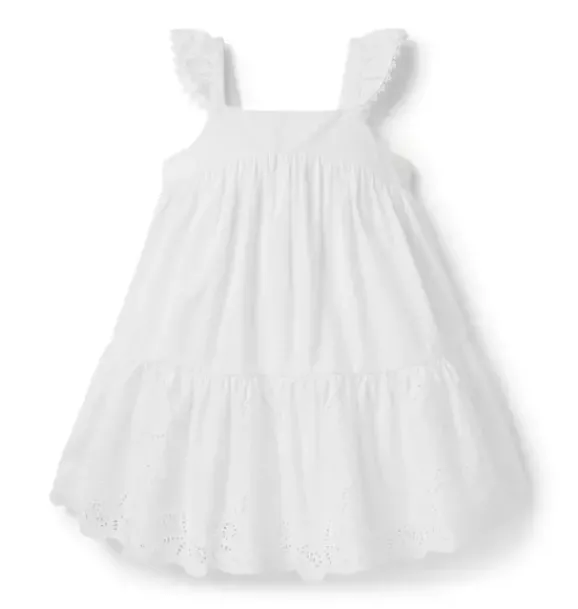Janie and Jack Dresses-The Embroidered Floral Hem Dress white