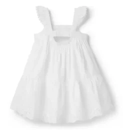 Janie and Jack Dresses-The Embroidered Floral Hem Dress white