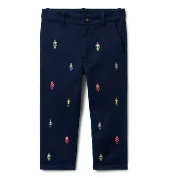 Janie and Jack Pants-The Embroidered Nutcracker Dog Pant merchant marine