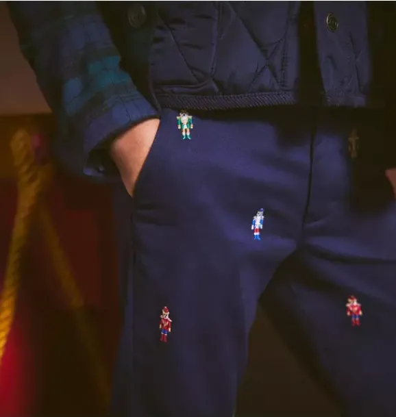 Janie and Jack Pants-The Embroidered Nutcracker Dog Pant merchant marine