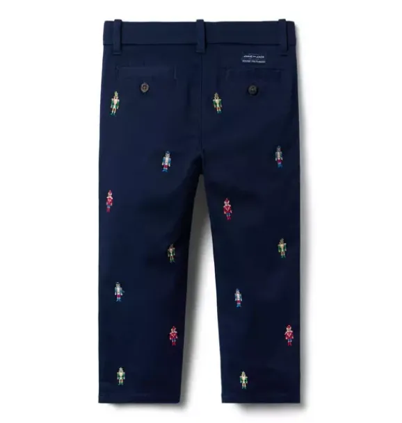 Janie and Jack Pants-The Embroidered Nutcracker Dog Pant merchant marine