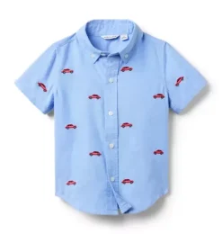 Janie and Jack Shirts-The Embroidered Oxford Shirt ocean air