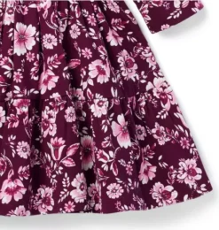 Janie and Jack Dresses-The Everyday 3/4 Sleeve Dress burgundy floral